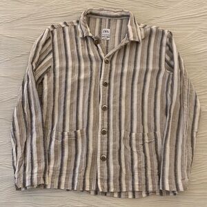Zara Striped Linen Blend Button down Shirt/overshirt, size medium